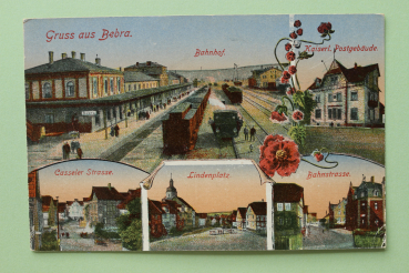 Ansichtskarte AK Gruss aus Bebra 1900-1920 Bahnhof Post Eisenbahn Lindenplatz Casseler Strasse Architektur Ort Hessen